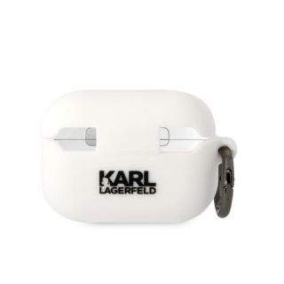 Karl Lagerfeld KLAP2RUNCHH AirPods Pro 2 szilikon tok + karabíner - fehér