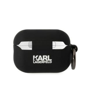 Karl Lagerfeld KLAP2RUNCHK AirPods Pro 2 szilikon tok + karabíner - fekete