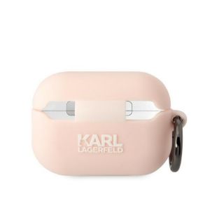 Karl Lagerfeld KLAP2RUNCHP AirPods Pro 2 szilikon tok + karabíner - rózsaszín