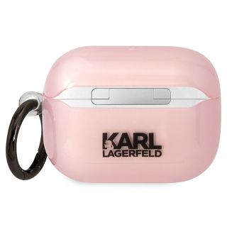 Karl Lagerfeld KLAPHNCHTCP Apple AirPods Pro 1 szilikon tok + karabíner - rózsaszín