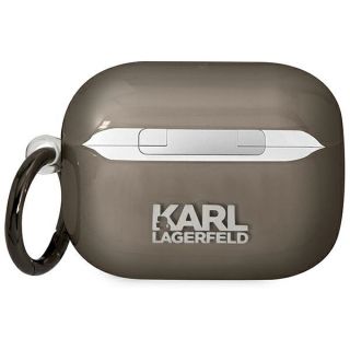 Karl Lagerfeld KLAPHNIKTCK Apple AirPods Pro 1 szilikon tok + karabíner - fekete