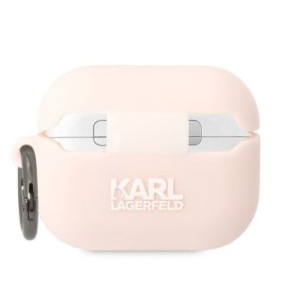 Karl Lagerfeld KLAPRUNCHP AirPods Pro 1 szilikon tok + karabíner - rózsaszín