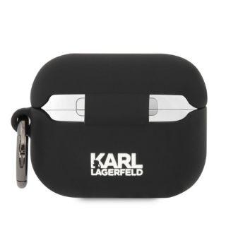 Karl Lagerfeld KLAPRUNIKK AirPods Pro 1 szilikon tok + karabíner - fekete