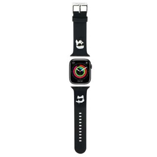 Karl Lagerfeld KLAWLSLKCNK Apple Watch 45mm / 44mm / 42mm / Ultra 49mm szilikon szíj - fekete