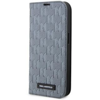 Karl Lagerfeld KLBKP14LSAKLHPG iPhone 14 Pro kinyitható bőr hátlap tok - ezüst