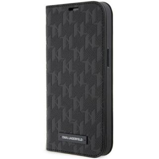 Karl Lagerfeld KLBKP14LSAKLHPK iPhone 14 Pro kinyitható bőr hátlap tok - fekete