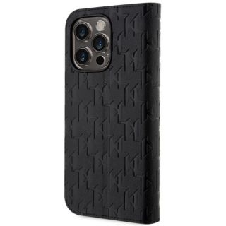 Karl Lagerfeld KLBKP14LSAKLHPK iPhone 14 Pro kinyitható bőr hátlap tok - fekete