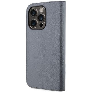 Karl Lagerfeld KLBKP14LSANKCPG iPhone 14 Pro kinyitható bőr hátlap tok - ezüst
