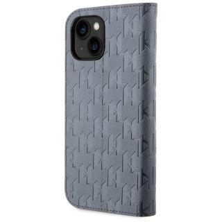 Karl Lagerfeld KLBKP14SSAKLHPG iPhone 14 kinyitható bőr hátlap tok - ezüst