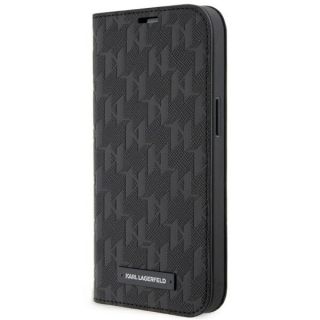 Karl Lagerfeld KLBKP14SSAKLHPK iPhone 14 kinyitható bőr hátlap tok - fekete
