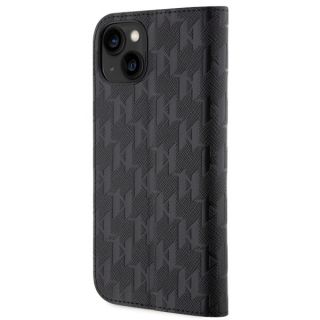 Karl Lagerfeld KLBKP14SSAKLHPK iPhone 14 kinyitható bőr hátlap tok - fekete