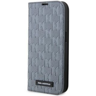 Karl Lagerfeld KLBKP14SSANKCPG iPhone 14 Pro Max kinyitható bőr hátlap tok - ezüst