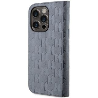 Karl Lagerfeld KLBKP14SSANKCPG iPhone 14 Pro Max kinyitható bőr hátlap tok - ezüst