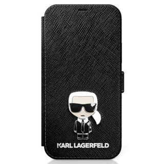 Karl Lagerfeld KLFLBKP12SIKMSBK iPhone 12 mini kinyitható bőr tok - fekete