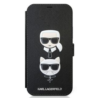 Karl Lagerfeld KLFLBKP12SSAKICKCBK 12 mini kinyitható bőr tok - fekete