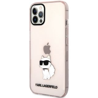 Karl Lagerfeld KLHCP12MHNCHTCP iPhone 12 / 12 Pro kemény hátlap tok - rózsaszín/átlátszó