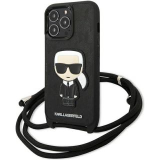 Karl Lagerfeld KLHCP13LCMNIPK iPhone 13 Pro bőr hátlap tok - fekete