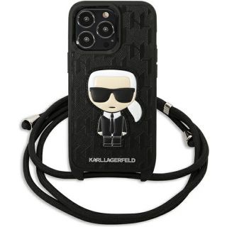 Karl Lagerfeld KLHCP13LCMNIPK iPhone 13 Pro bőr hátlap tok - fekete