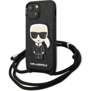 Karl Lagerfeld KLHCP13SCMNIPK iPhone 13 mini bőr hátlap tok -  fekete