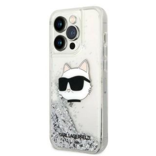 Karl Lagerfeld KLHCP14LLNCHCS iPhone 14 Pro kemény hátlap tok - ezüst/csillámos