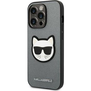 Karl Lagerfeld KLHCP14LSAPCHG iPhone 14 Pro bőr hátlap tok - ezüst