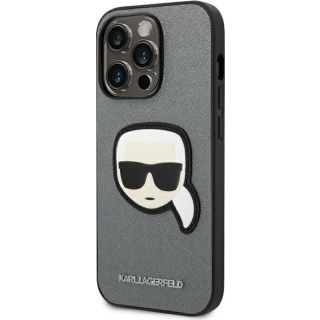 Karl Lagerfeld KLHCP14LSAPKHG iPhone 14 Pro bőr hátlap tok - ezüst