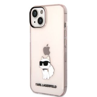 Karl Lagerfeld KLHCP14SHNCHTCP iPhone 14 kemény hátlap tok - rózsaszín/átlátszó