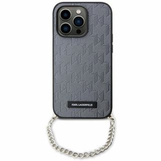 Karl Lagerfeld KLHCP14SSACKLHPG iPhone 14 bőr hátlap tok + karlánc - ezüst
