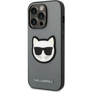 Karl Lagerfeld KLHCP14XSAPCHG iPhone 14 Pro Max bőr hátlap tok - ezüst