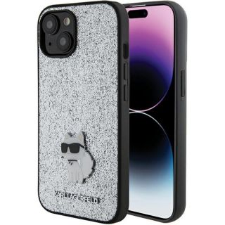 Karl Lagerfeld KLHCP15SGCNPSG iPhone 15 szilikon hátlap tok - ezüst