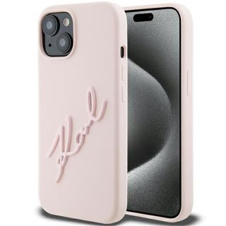 Karl Lagerfeld KLHCP15SSKSBMCP iPhone 15 szilikon hátlap tok - rózsaszín