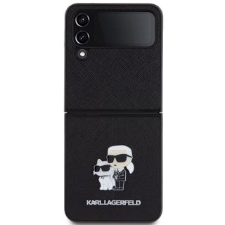 Karl Lagerfeld KLHCZF4SAKCNPK Samsung Galaxy Z Flip 4 bőr hátlap tok - fekete