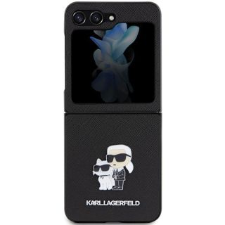 Karl Lagerfeld KLHCZF5SAKCNPK Samsung Galaxy Z Flip 5 bőr hátlap tok - fekete