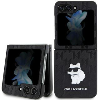 Karl Lagerfeld KLHCZF5SAPCHNPK Samsung Galaxy Z Flip 5 bőr hátlap tok - fekete