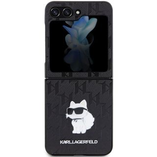 Karl Lagerfeld KLHCZF5SAPCHNPK Samsung Galaxy Z Flip 5 bőr hátlap tok - fekete