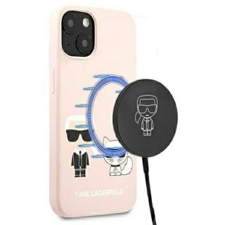 Karl Lagerfeld KLHMP13MSSKCI MagSafe iPhone 13 kemény szilikon hátlap tok - rózsaszín