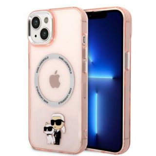 Karl Lagerfeld KLHMP14SHNKCIP MagSafe iPhone 14 kemény hátlap tok - átlátszó/rózsaszín