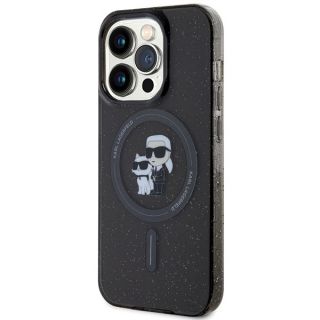 Karl Lagerfeld KLHMP15LHGKCNOK MagSafe iPhone 15 Pro kemény hátlap tok - fekete/csillámos