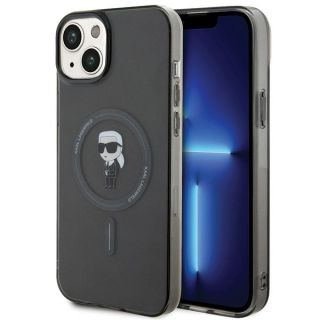 Karl Lagerfeld KLHMP15MHFCKNOK MagSafe iPhone 14 Plus / 15 Plus kemény hátlap tok - fekete