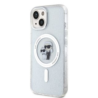 Karl Lagerfeld KLHMP15SHGKCNOT MagSafe iPhone 15 kemény hátlap tok - átlátszó/csillámos