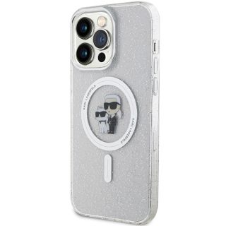 Karl Lagerfeld KLHMP15XHGKCNOT MagSafe iPhone 15 Pro Max kemény hátlap tok - átlátszó/csillámos