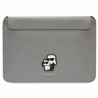 Karl Lagerfeld KLCS14SAKCPMG becsúsztathatós bőr laptop tok 14"-ig - ezüst
