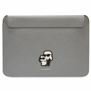 Karl Lagerfeld KLCS16SAKCPMG becsúsztathatós bőr laptop tok 16"-ig - ezüst