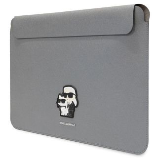 Karl Lagerfeld KLCS16SAKCPMG becsúsztathatós bőr laptop tok 16"-ig - ezüst