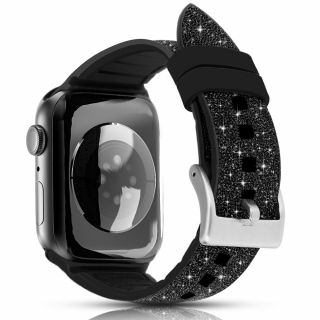 Kingxbar Crystal Fabric Apple Watch 41mm / 40mm / 38mm szilikon szíj - fekete