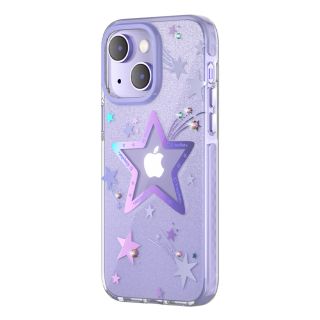 Kingxbar Heart Star iPhone 14 Plus ütésálló szilikon hátlap tok - lila