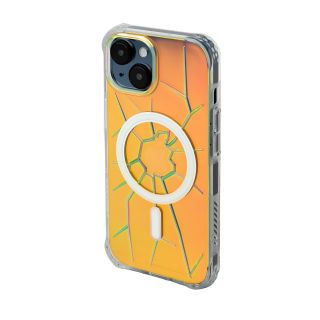 Kingxbar PQY Crack MagSafe iPhone 15 kemény hátlap tok - narancssárga