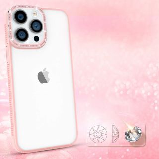 Kingxbar Sparkle iPhone 13 Pro Max kemény hátlap tok - rózsaszín/átlátszó