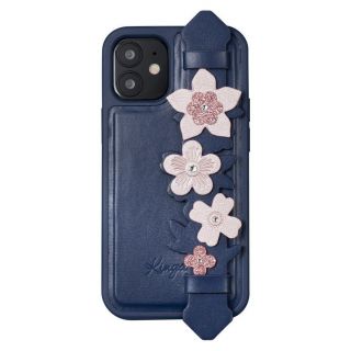 Kingxbar Sweet Swarovski iPhone 12 mini szilikon hátlap tok kézpánttal - kék