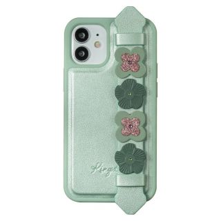 Kingxbar Sweet Swarovski iPhone 12 mini szilikon hátlap tok kézpánttal - zöld